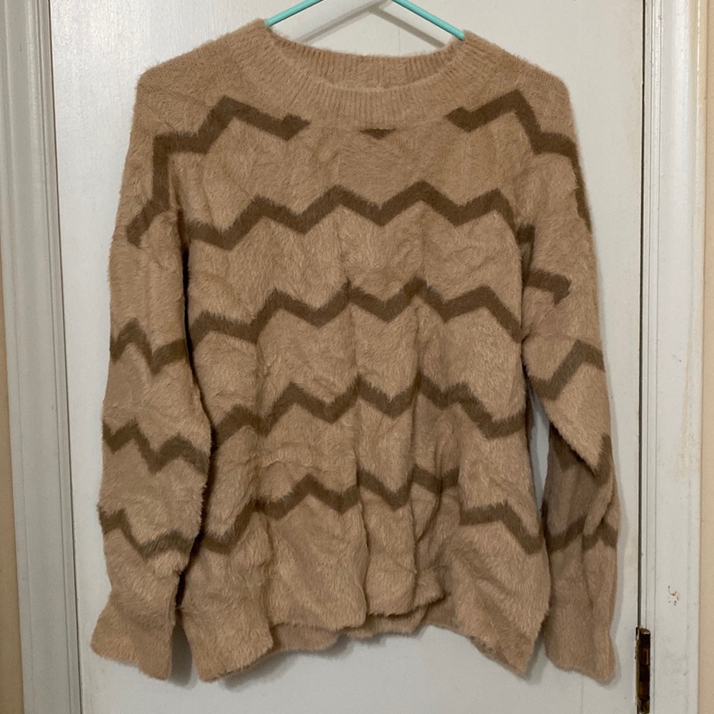 Fate Christine Zig Zag Fuzzy Sweater XL NWT